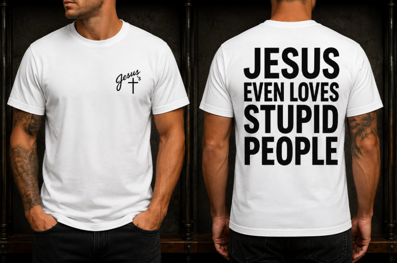 Jesus Even Loves Stupid People Funny Christian T-Shirt for Men