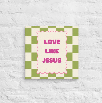 Love Like Jesus Christian Canvas Artwork – Cute Pink Aesthetic Wall Decor, Faith Home Decor, Inspirational Gift