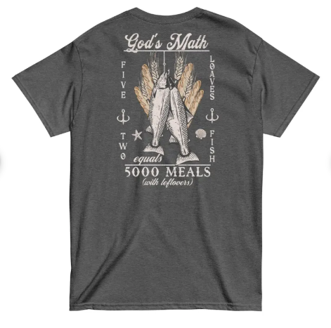 Rooted “God’s Math” 5 Loaves & 2 Fish Christian T-Shirt – Matthew 14:13-21 Scripture Shirt, Faith Tee, Christian Gift