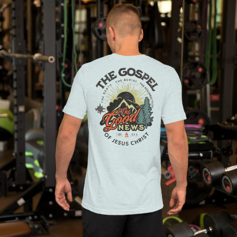 Rooted “The Gospel – The Good News of Jesus Christ” Christian T-Shirt for Men – 1 Corinthians 15:1-4 Faith Shirt, Scripture Tee, Christian Gift