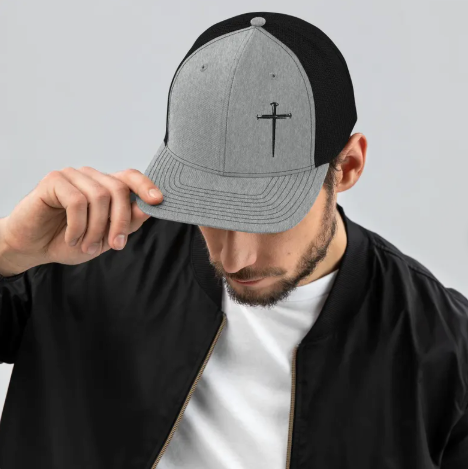 Rooted Nail Cross Christian Hat – Richardson 112 Snapback Trucker Hat, Faith Baseball Cap, Men’s Christian Gift