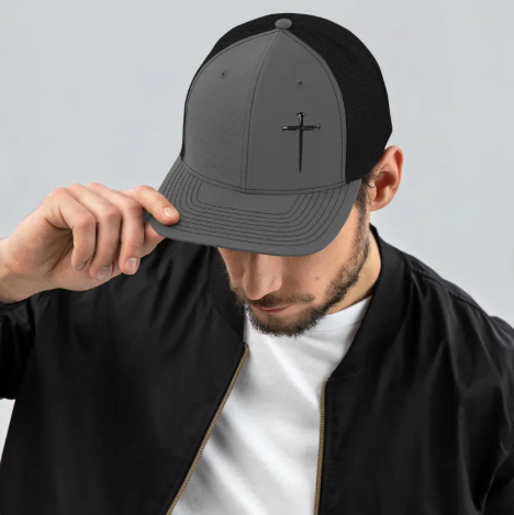 Rooted Nail Cross Christian Hat – Richardson 112 Snapback Trucker Hat, Faith Baseball Cap, Men’s Christian Gift