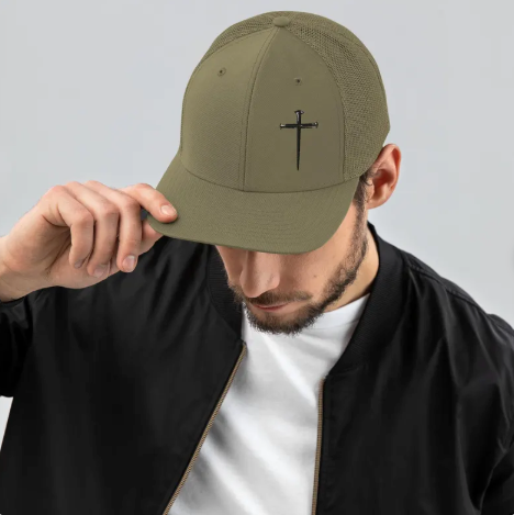 Rooted Nail Cross Christian Hat – Richardson 112 Snapback Trucker Hat, Faith Baseball Cap, Men’s Christian Gift