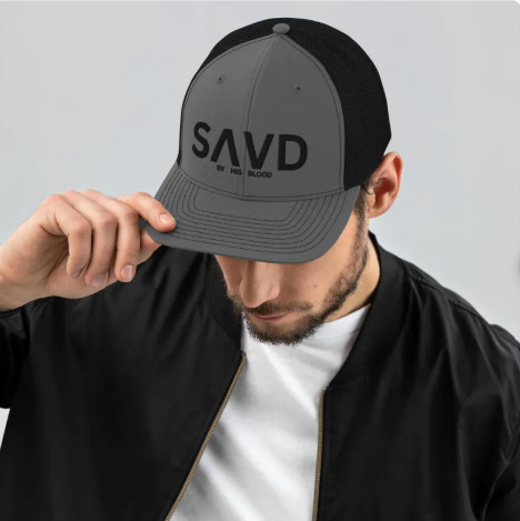 Rooted “SAVD” Christian Hat – Richardson 112 Snapback Trucker Cap, Saved by His Blood Faith Hat, Christian Gift