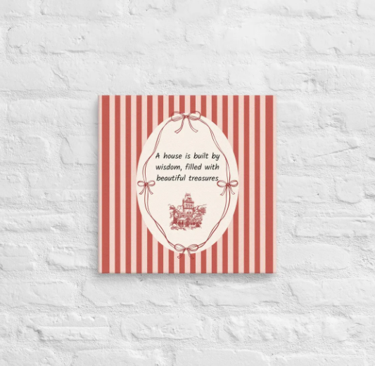 Christian Canvas Artwork – Proverbs Scripture Home Decor, Red Bow Aesthetic Decor, Faith Gift, Inspirational Home Decoration