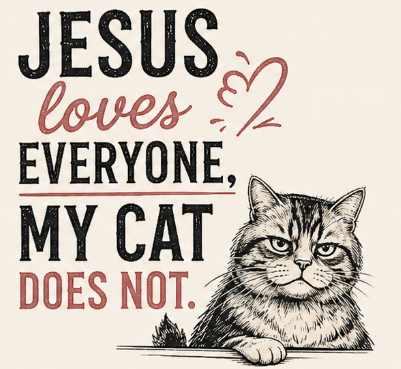 Jesus Loves Everyone, My Cat Does Not Christian T-Shirt – Ivory Comfort Colors Tee