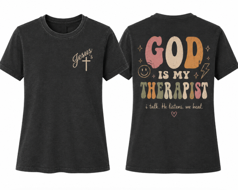 God Is My Therapist Christian T-Shirt for Women – Pepper Comfort Colors Tee